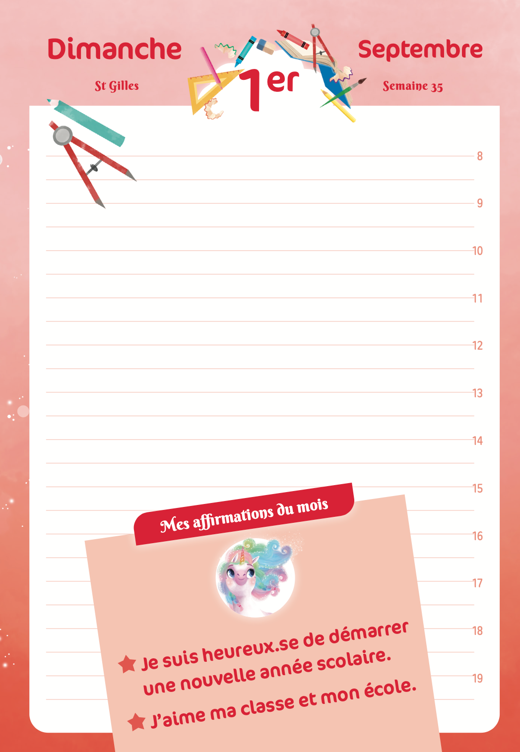 Mon année Arc-en-ciel - Agenda Lilou la Licorne 2024-2025