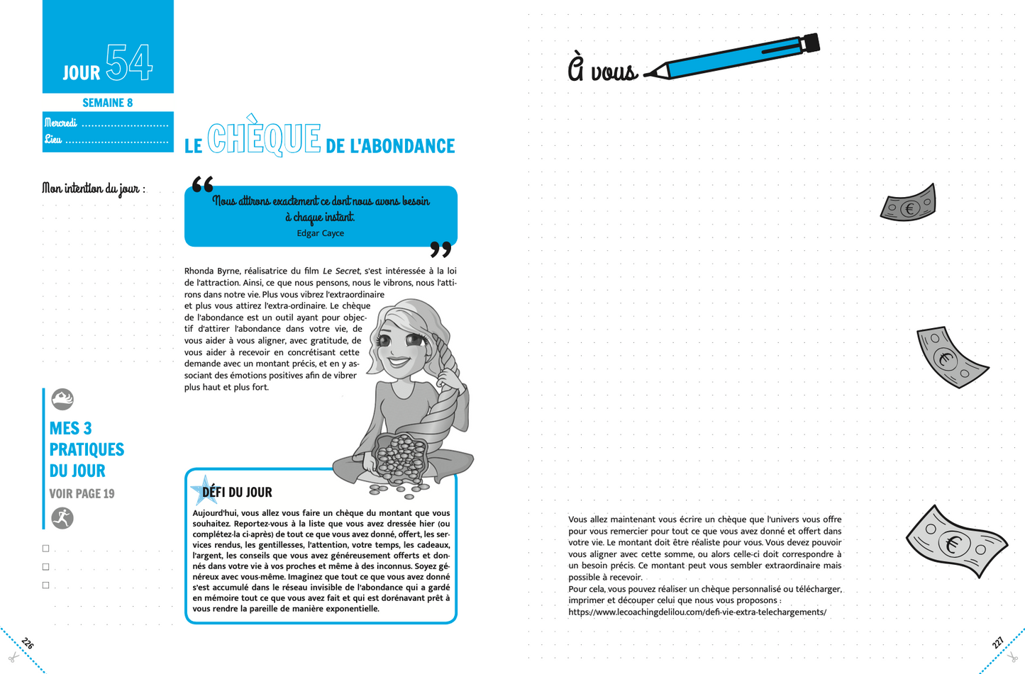 PACK Cahier d'exercices du Défi des 100 jours VIE EXTRAORDINAIRE V2 + Carnet de notes + 100 cartes VIE EXTRAORDINAIRE