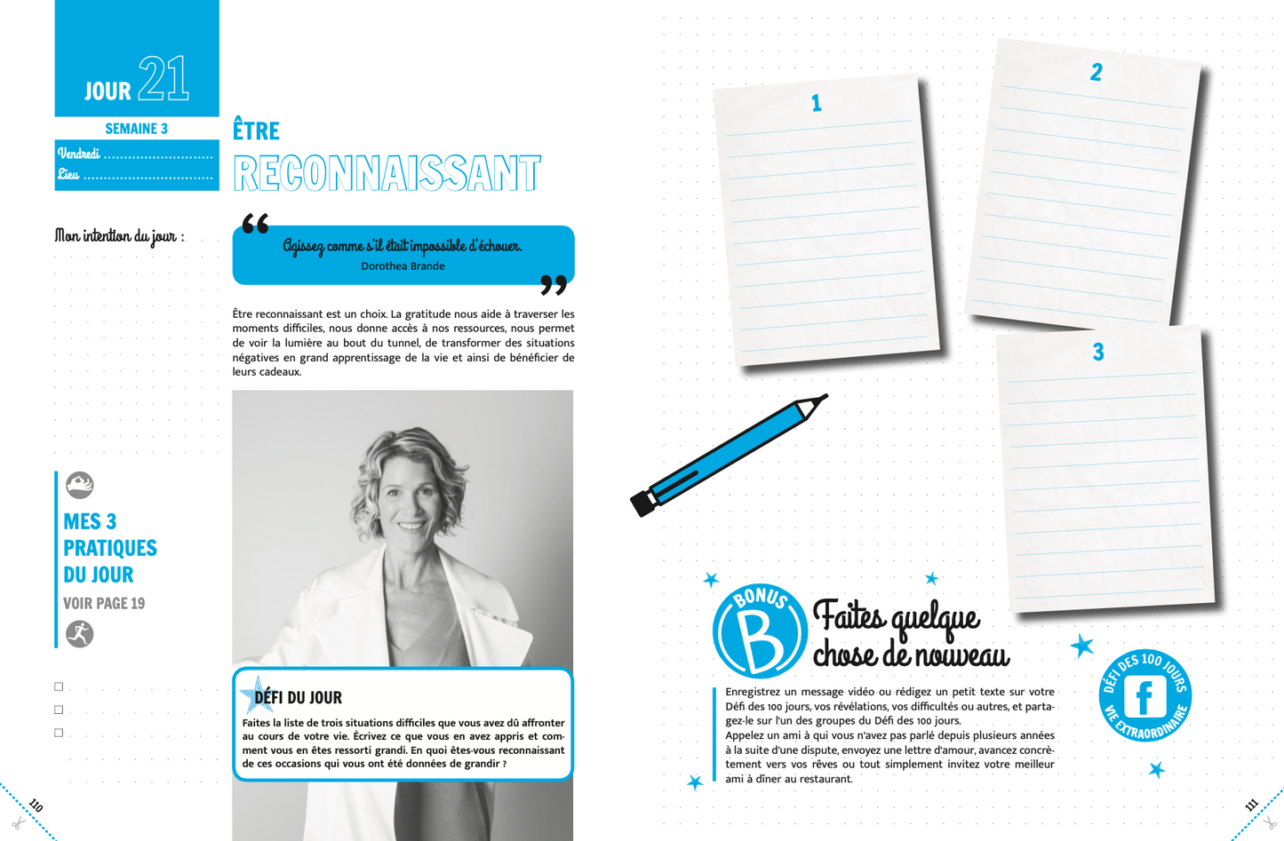 PACK Cahier d'exercices du Défi des 100 jours VIE EXTRAORDINAIRE V2 + Carnet de notes
