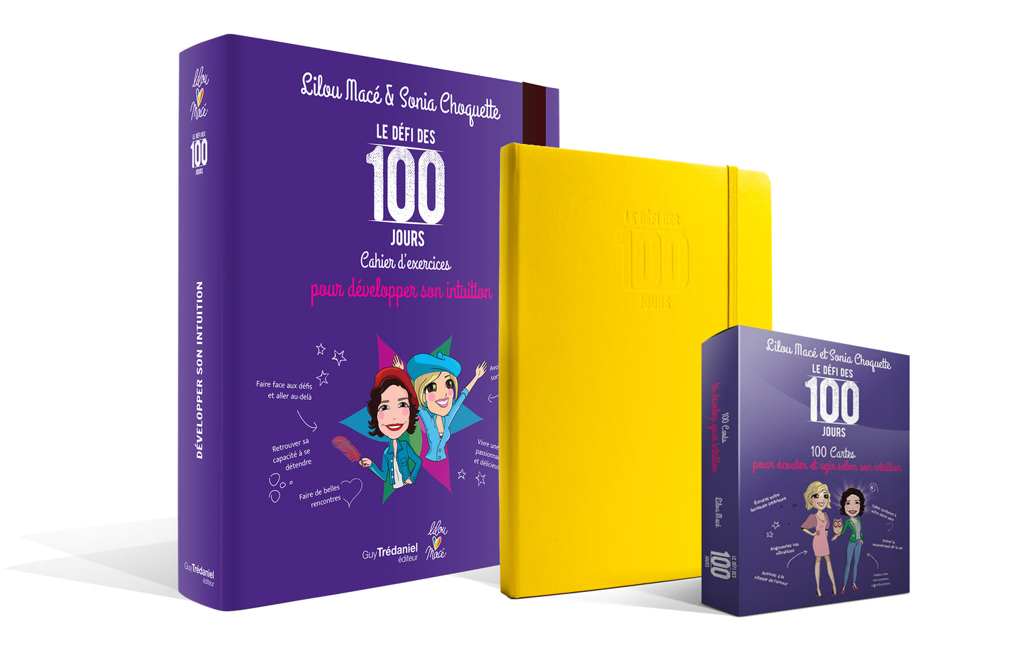 PACK Cahier d'exercices du Défi des 100 jours pour DÉVELOPPER SON INTUITION + Carnet de notes + 100 cartes intuition