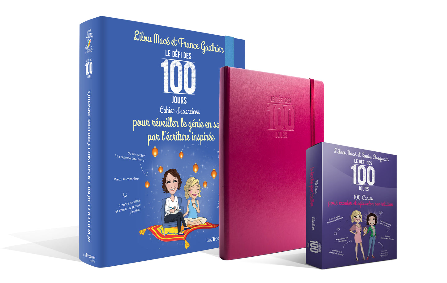 PACK Cahier d'exercices du Défi des 100 jours ÉCRITURE INSPIRÉE + Carnet de notes + 100 cartes INTUITION