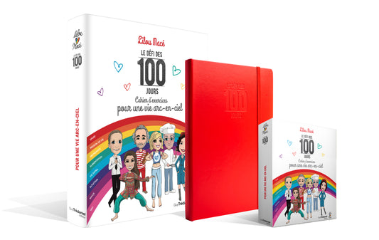 PACK Cahier d'exercices du Défi des 100 jours pour UNE VIE ARC-EN-CIEL  + Carnet de notes + 100 cartes Arc-en-ciel