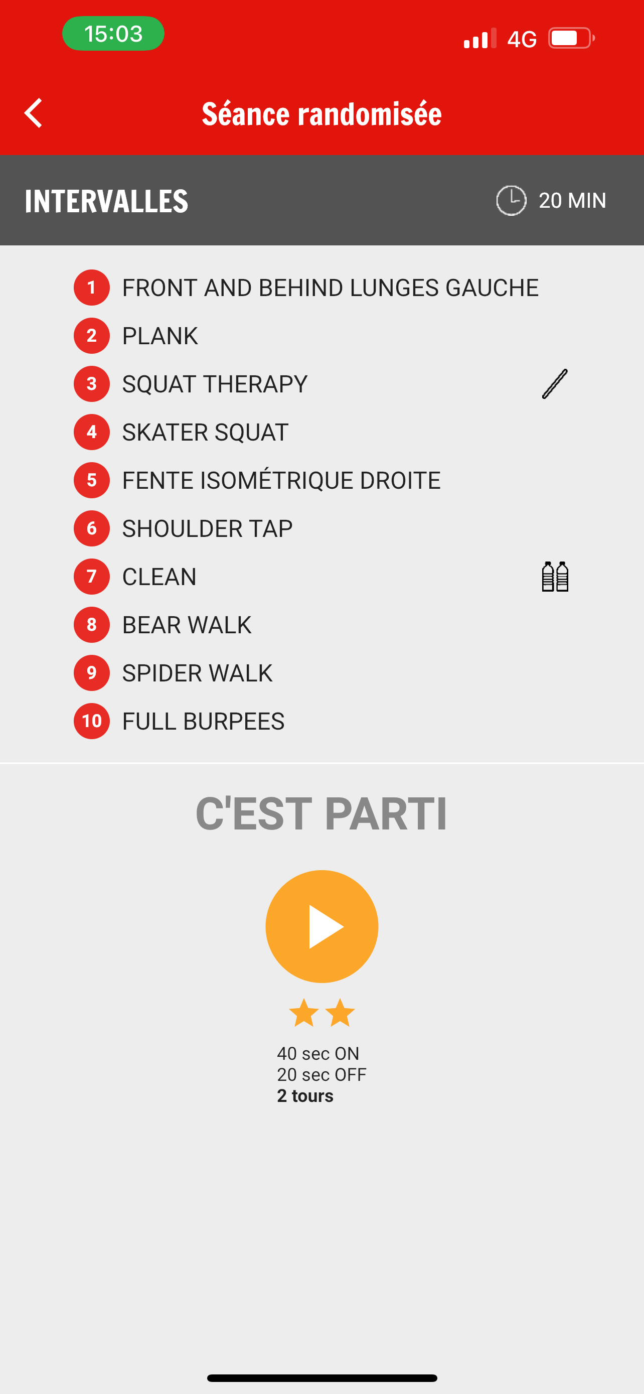 SÉANCES DE SPORT RANDOMISÉES (application) forfait de 100 jours