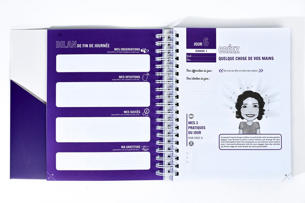 PACK Cahier d'exercices du Défi des 100 jours pour DÉVELOPPER SON INTUITION + 100 cartes intuition + POCHETTE CADEAU