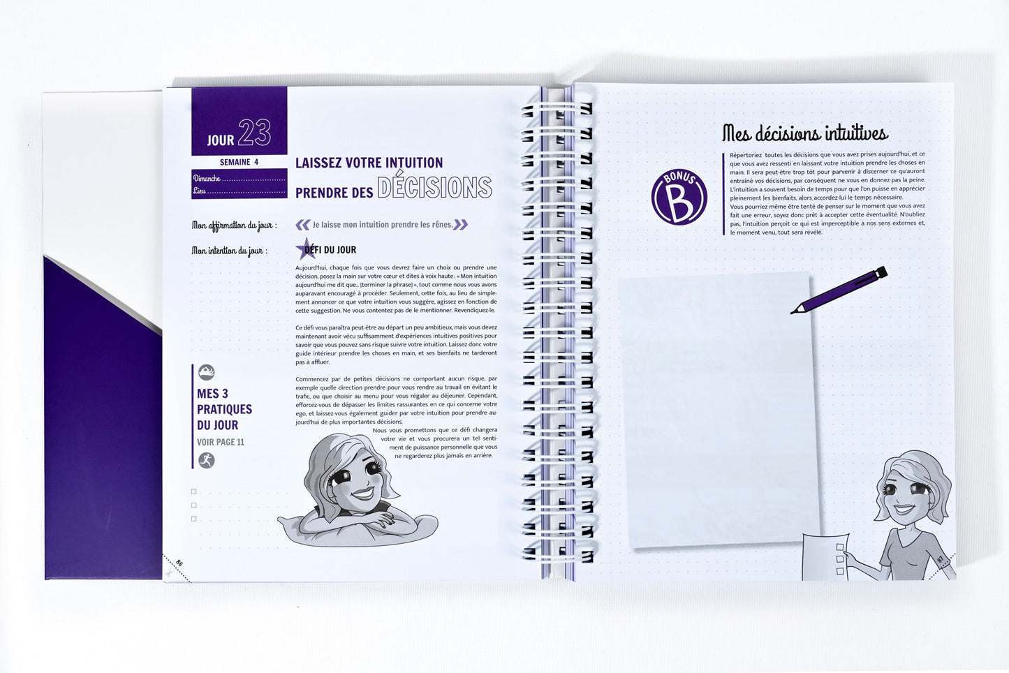 PACK Cahier d'exercices du Défi des 100 jours pour DÉVELOPPER SON INTUITION + Carnet de notes + 100 cartes intuition