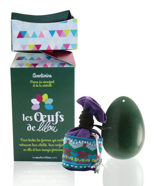 Kit complet Œuf de Yoni Aventurine GRAND PERCÉ