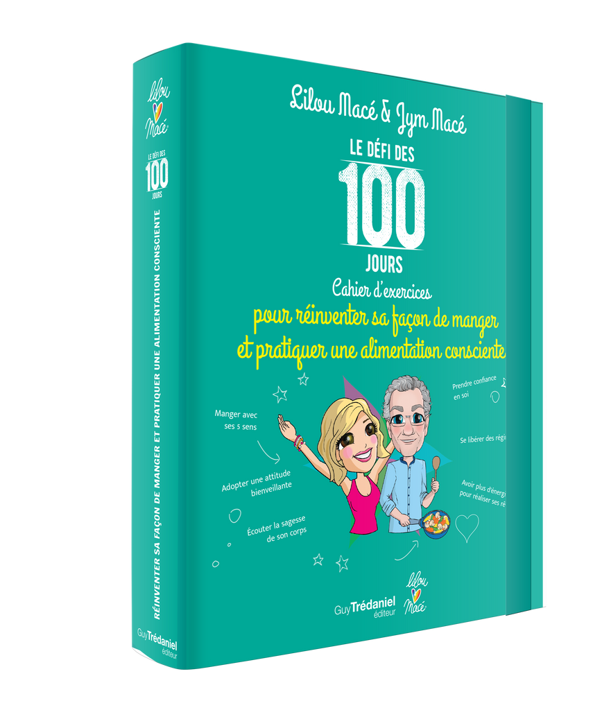 PACK Cahier d'exercices du Défi des 100 jours Alimentation Consciente + 100 cartes Arc-en-ciel + POCHETTE CADEAU