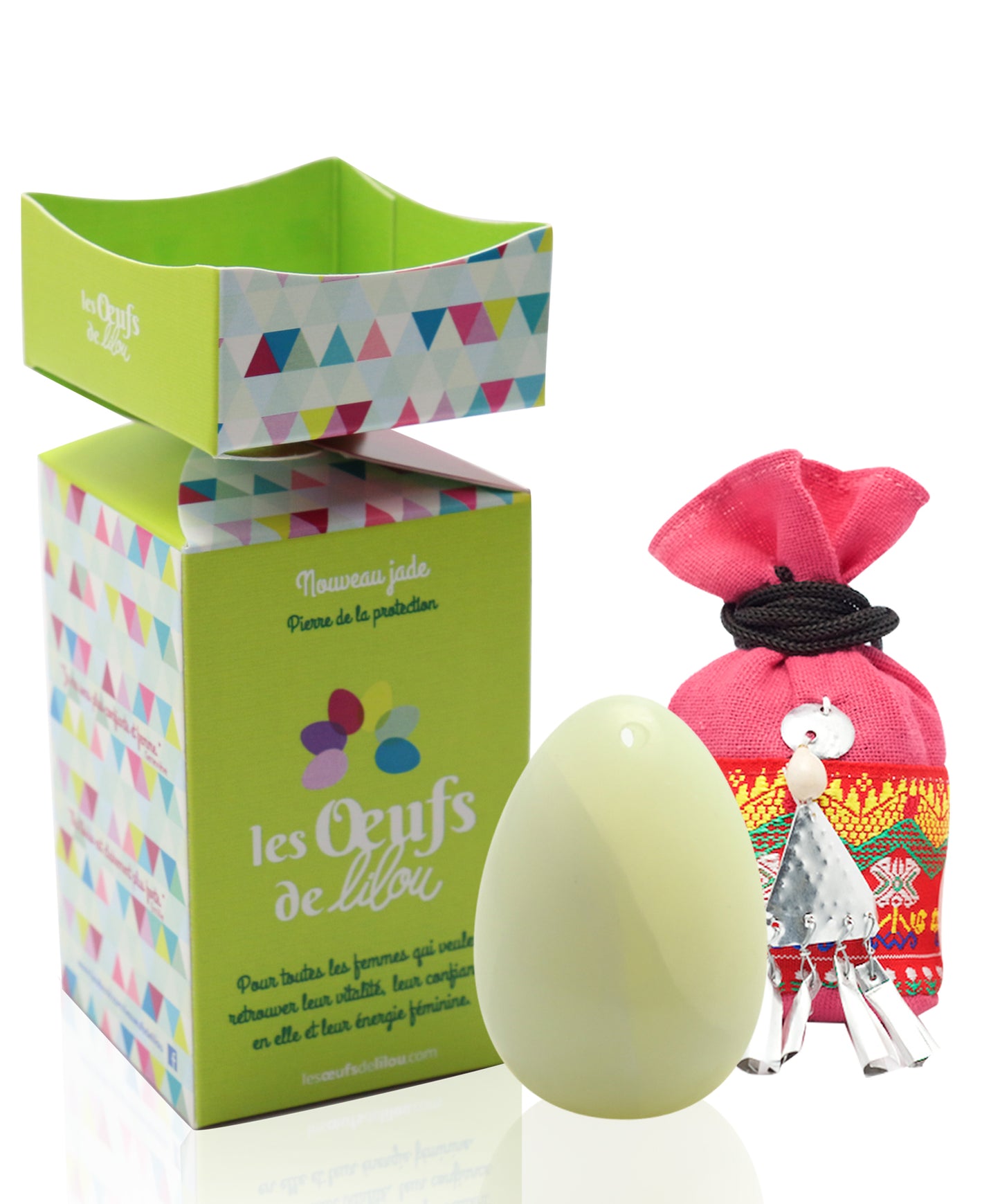 Kit complet Œuf de Yoni Nouveau jade GRAND PERCÉ