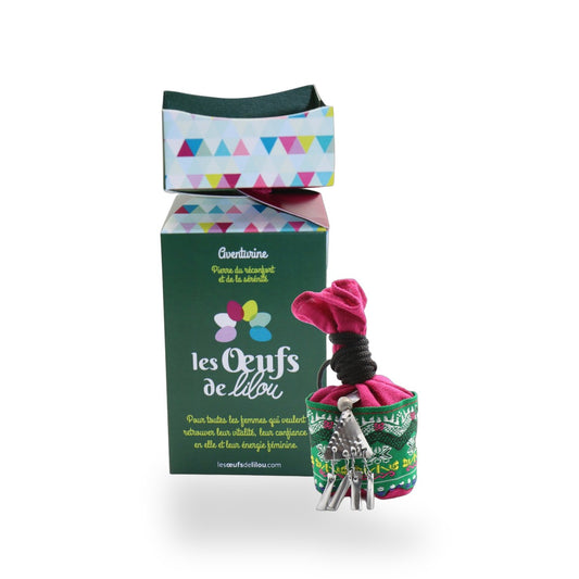 Kit complet Œuf de Yoni Aventurine MOYEN PERCÉ