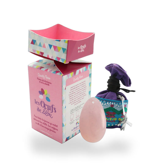 Kit complet Œuf de Yoni Quartz Rose MOYEN PERCÉ, douceur et amour de soi