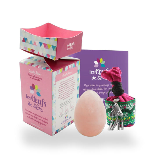 Pack 2 Œufs de Yoni Quartz Rose — GRANDE & MOYENNE taille — Pierre de la douceur et de l'amour de soi