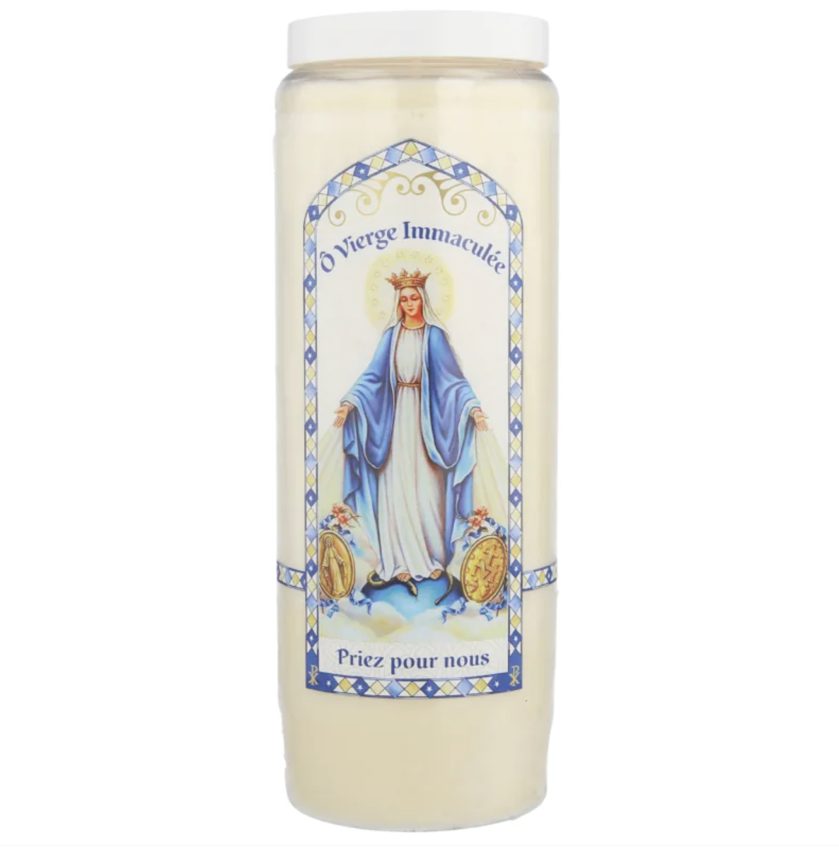 Bougie Neuvaine de la Vierge Miraculeuse — cire végétale, prières incluses