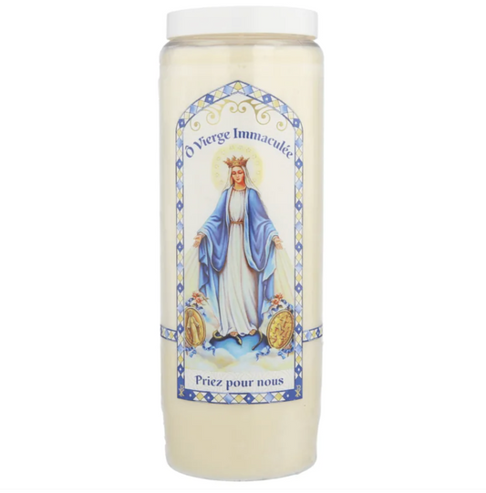 Bougie Neuvaine de la Vierge Miraculeuse — cire végétale, prières incluses
