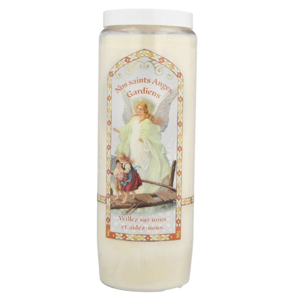 Bougie Neuvaine des Saints Anges Gardiens — cire végétale, prières incluses
