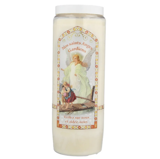 Bougie Neuvaine des Saints Anges Gardiens — cire végétale, prières incluses