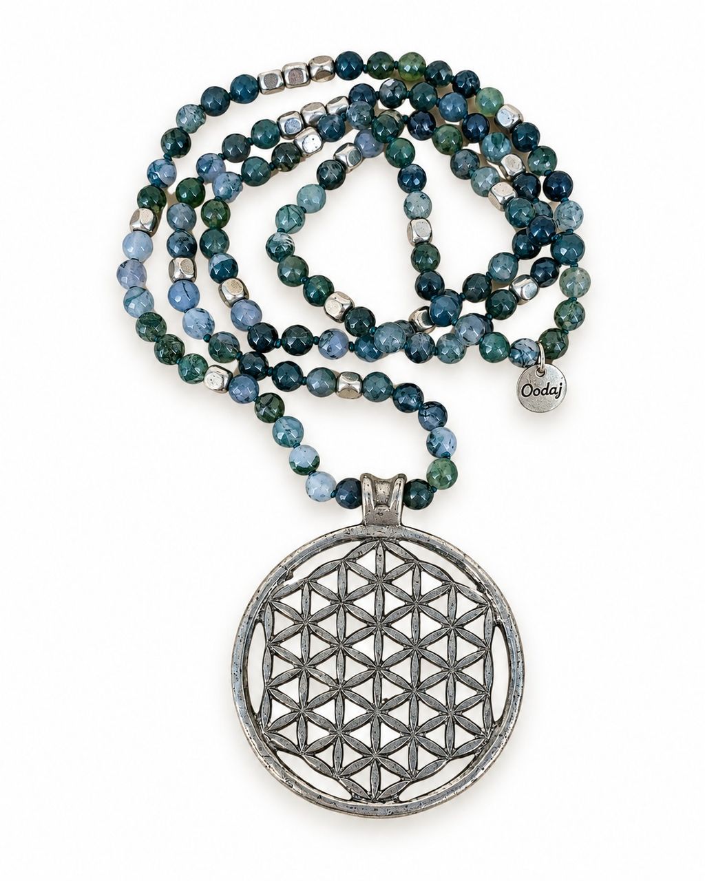 Mala Fleur de vie - Agate mousse - Jade Arguillot