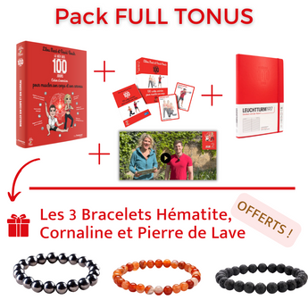 Pack FULL Tonus : 1 Cahier du Défi sport + 100 Cartes sport  + 1 Carnet Rouge + 100 vidéos de Coaching en promotion + 3 Bracelets OFFERTS