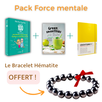 Pack Force mentale : 1 Cahier du Défi Alimentation + 1 Livre Green Smoothies + 1 Carnet Jaune + 1 Bracelet en Hématite OFFERT