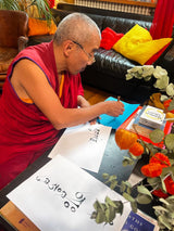 EN-PRÉCOMMANDE - Mantra de PURIFICATION DU KARMA & ÉVOLUTION (#25 des Mantras Sacrés) - Tableau calligraphié et béni par Tenzin Penpa
