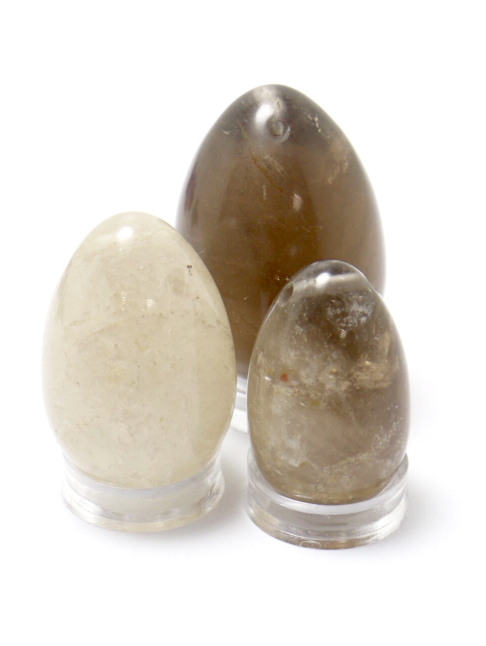 Kit complet Œuf de Yoni Quartz Fumé PETIT NON PERCÉ, pierre de l’enracinement et de la stabilité, Les Oeufs de Lilou