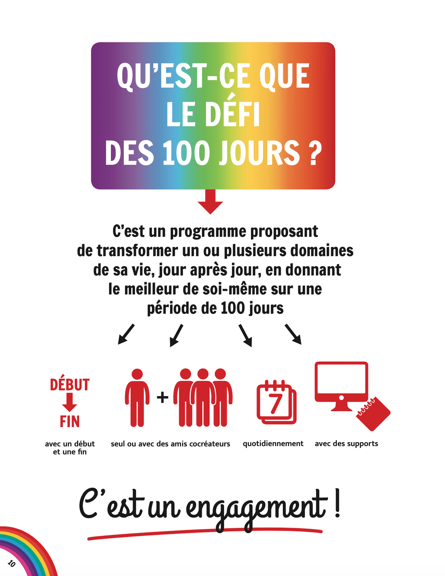 PACK Le Défi des 100 jours pour une vie arc-en-ciel CAHIER + CARTES + CADEAUX  - Lilou Macé