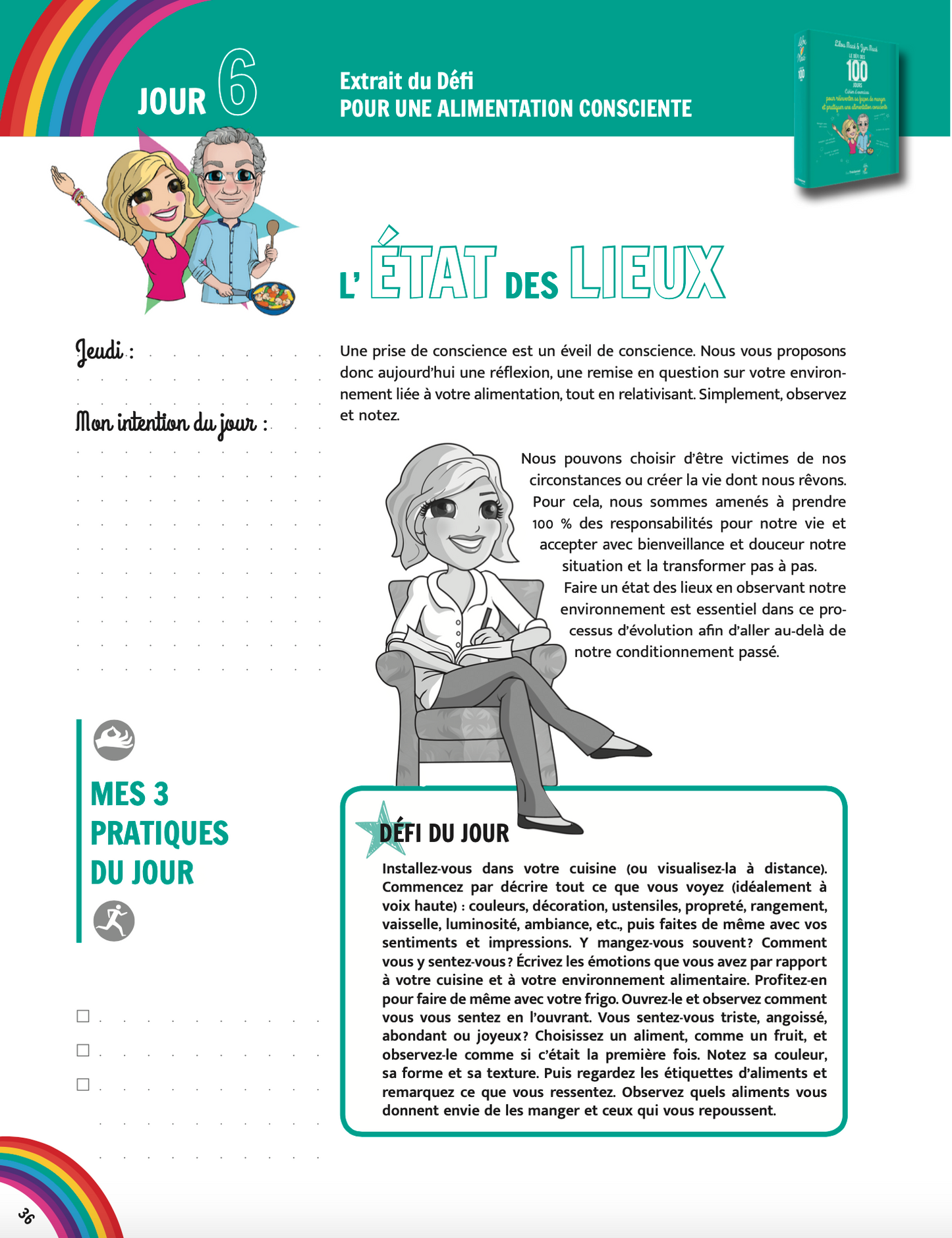 PACK Le Défi des 100 jours pour une vie arc-en-ciel CAHIER + CARTES + CADEAUX  - Lilou Macé