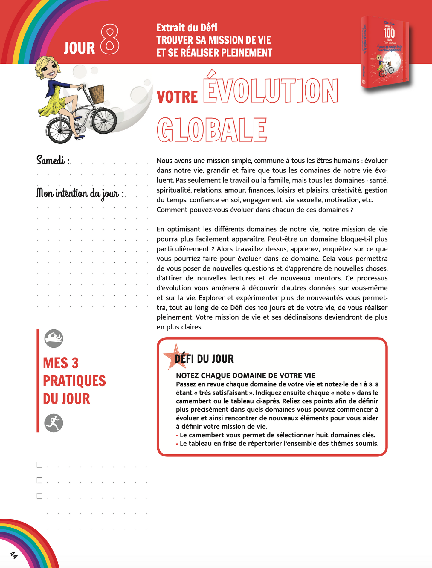 PACK Cahier d'exercices du Défi des 100 jours pour UNE VIE ARC-EN-CIEL  + Carnet de notes + 100 cartes Arc-en-ciel