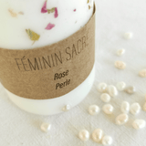 Bougie énergétique FÉMININ SACRÉ Rose + Perle