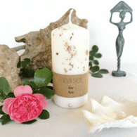 Bougie énergétique FÉMININ SACRÉ Rose + Perle