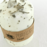 Bougie énergétique PURIFICATION Sauge + Pierre de Lave