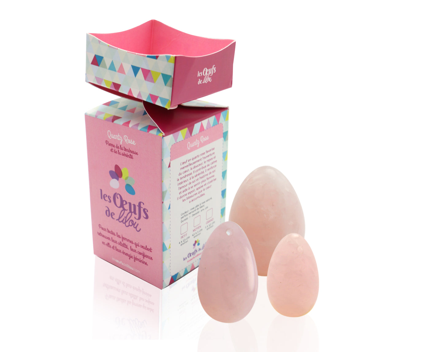 Kit complet Œuf de Yoni Quartz Rose MOYEN PERCÉ, douceur et amour de soi